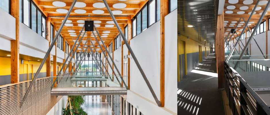 Vues extérieures et intérieures du Collège Françoise-Héritier à L'Isle-Jourdain